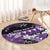 Hawaii Valentine Day Round Carpet Polynesian Hibiscus Art Style Purple