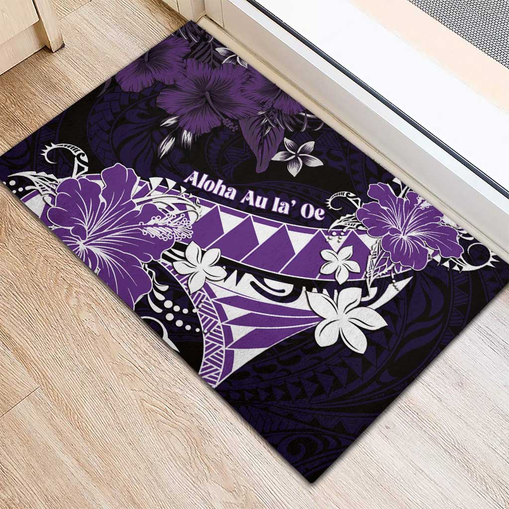 Hawaii Valentine Day Rubber Doormat Polynesian Hibiscus Art Style Purple LT05 - Polynesian Pride