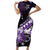 Personalised Hawaii Valentine Day Short Sleeve Bodycon Dress Polynesian Hibiscus Art Style Purple