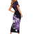 Personalised Hawaii Valentine Day Short Sleeve Bodycon Dress Polynesian Hibiscus Art Style Purple