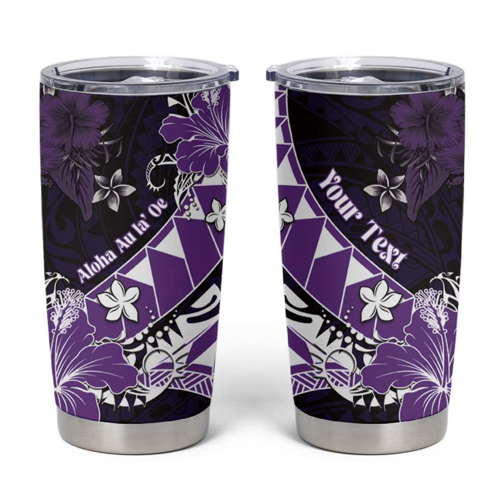 Personalised Hawaii Valentine Day Tumbler Cup Polynesian Hibiscus Art Style Purple