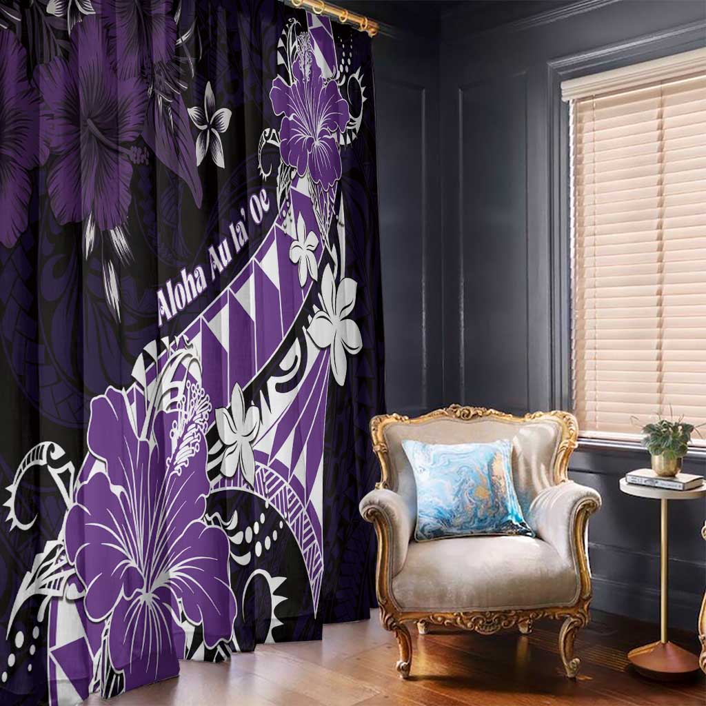 Hawaii Valentine Day Window Curtain Polynesian Hibiscus Art Style Purple LT05 - Polynesian Pride
