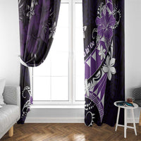 Hawaii Valentine Day Window Curtain Polynesian Hibiscus Art Style Purple LT05 - Polynesian Pride
