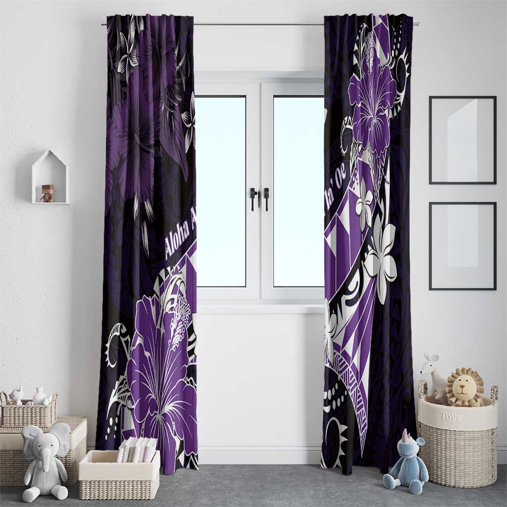 Hawaii Valentine Day Window Curtain Polynesian Hibiscus Art Style Purple LT05 - Polynesian Pride