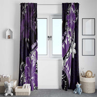 Hawaii Valentine Day Window Curtain Polynesian Hibiscus Art Style Purple LT05 - Polynesian Pride