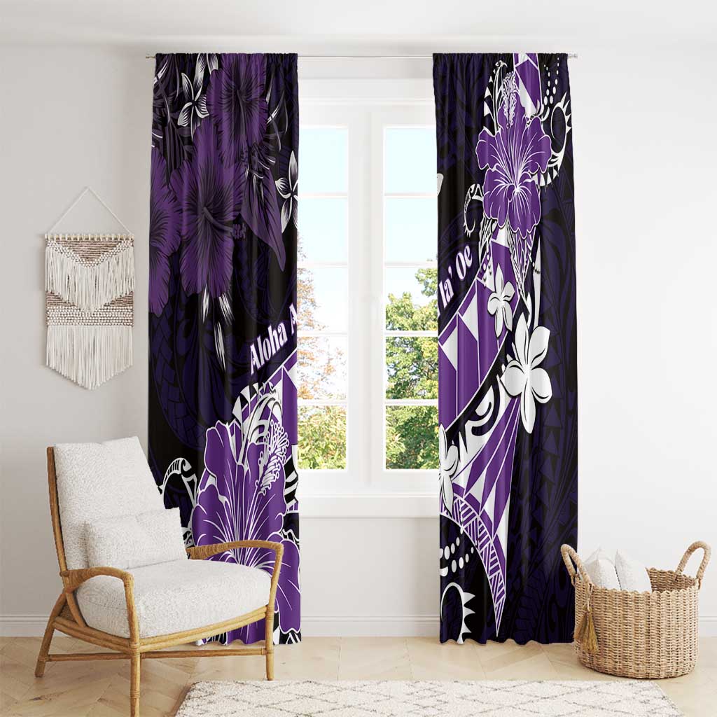 Hawaii Valentine Day Window Curtain Polynesian Hibiscus Art Style Purple LT05 - Polynesian Pride