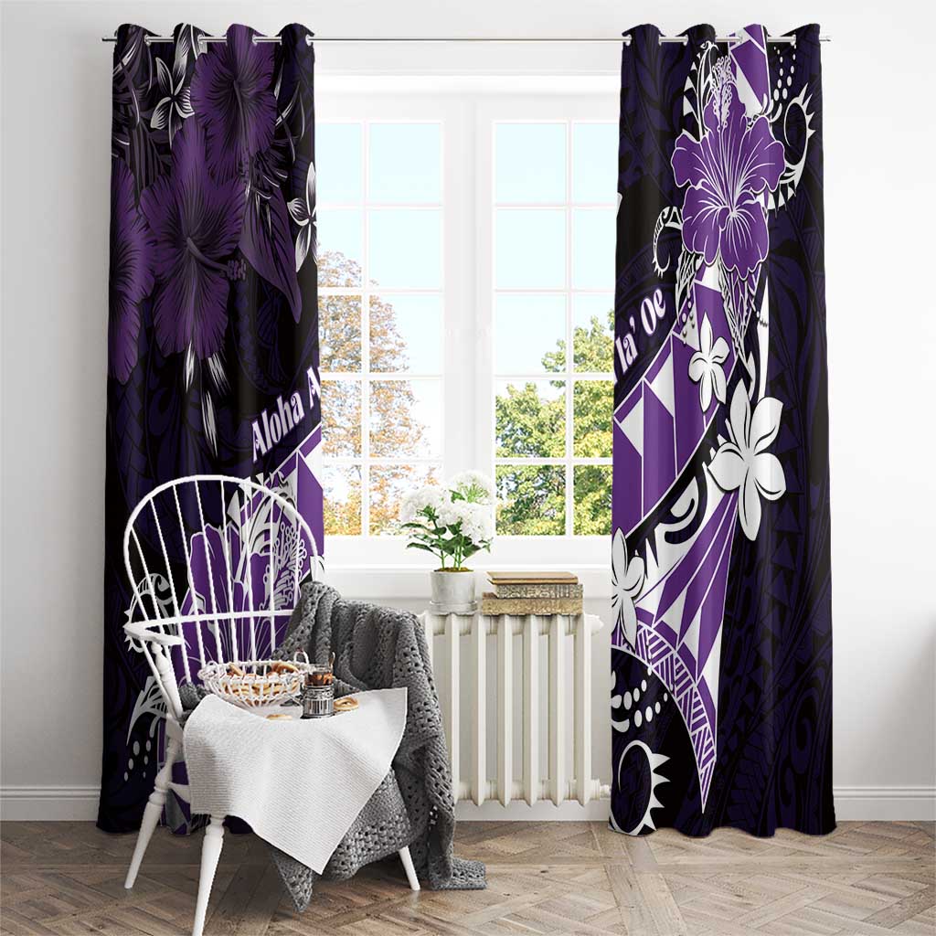 Hawaii Valentine Day Window Curtain Polynesian Hibiscus Art Style Purple LT05 - Polynesian Pride