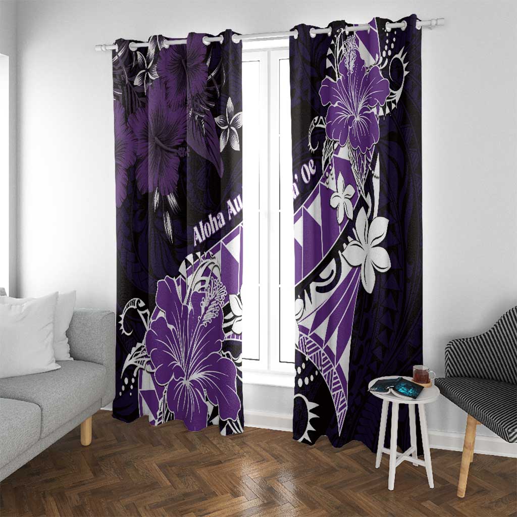 Hawaii Valentine Day Window Curtain Polynesian Hibiscus Art Style Purple LT05 With Grommets Purple - Polynesian Pride