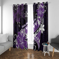 Hawaii Valentine Day Window Curtain Polynesian Hibiscus Art Style Purple LT05 With Grommets Purple - Polynesian Pride