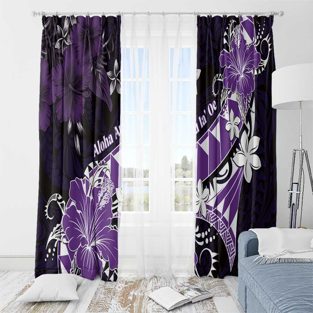 Hawaii Valentine Day Window Curtain Polynesian Hibiscus Art Style Purple LT05 - Polynesian Pride