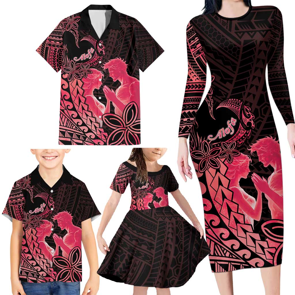 Alofa Samoa Valentine Red Family Matching Long Sleeve Bodycon Dress and Hawaiian Shirt Love Is The Greatest Thing