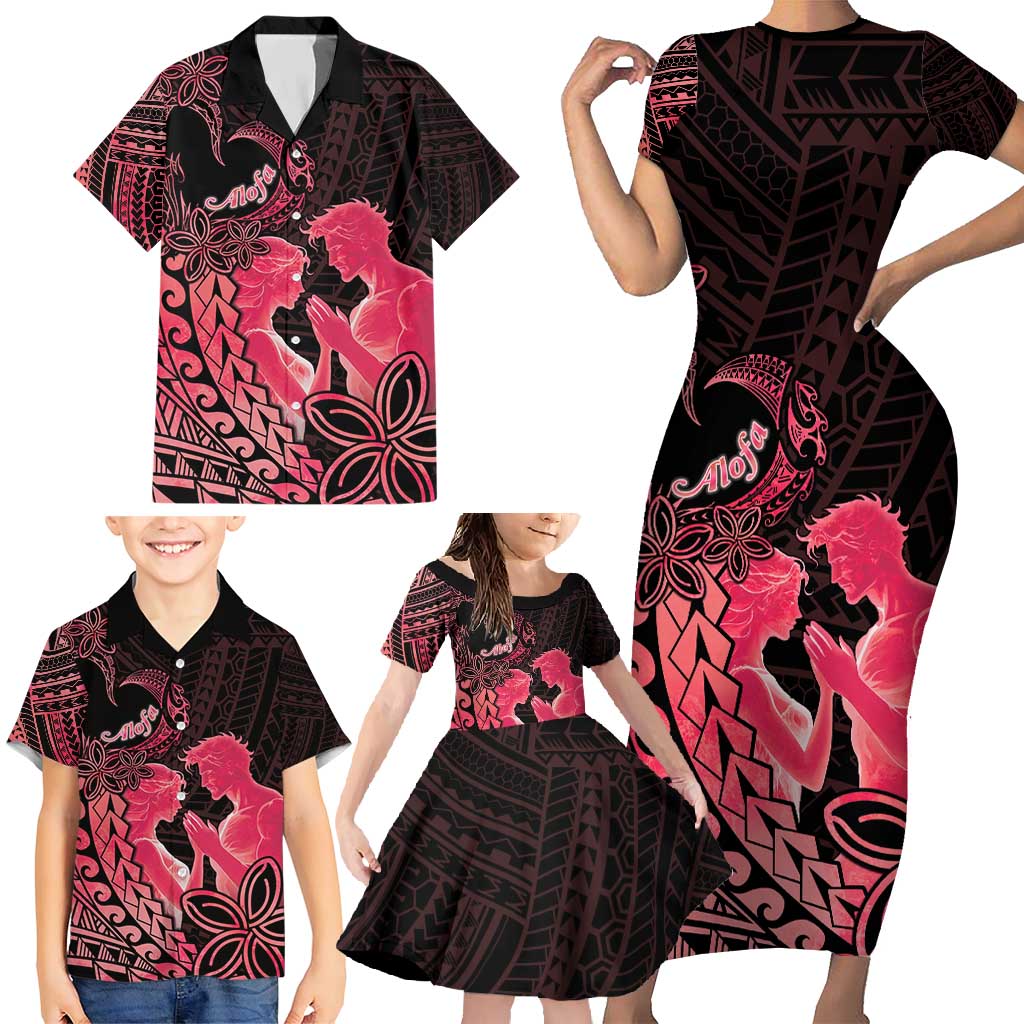 Alofa Samoa Valentine Red Family Matching Short Sleeve Bodycon Dress and Hawaiian Shirt Love Is The Greatest Thing