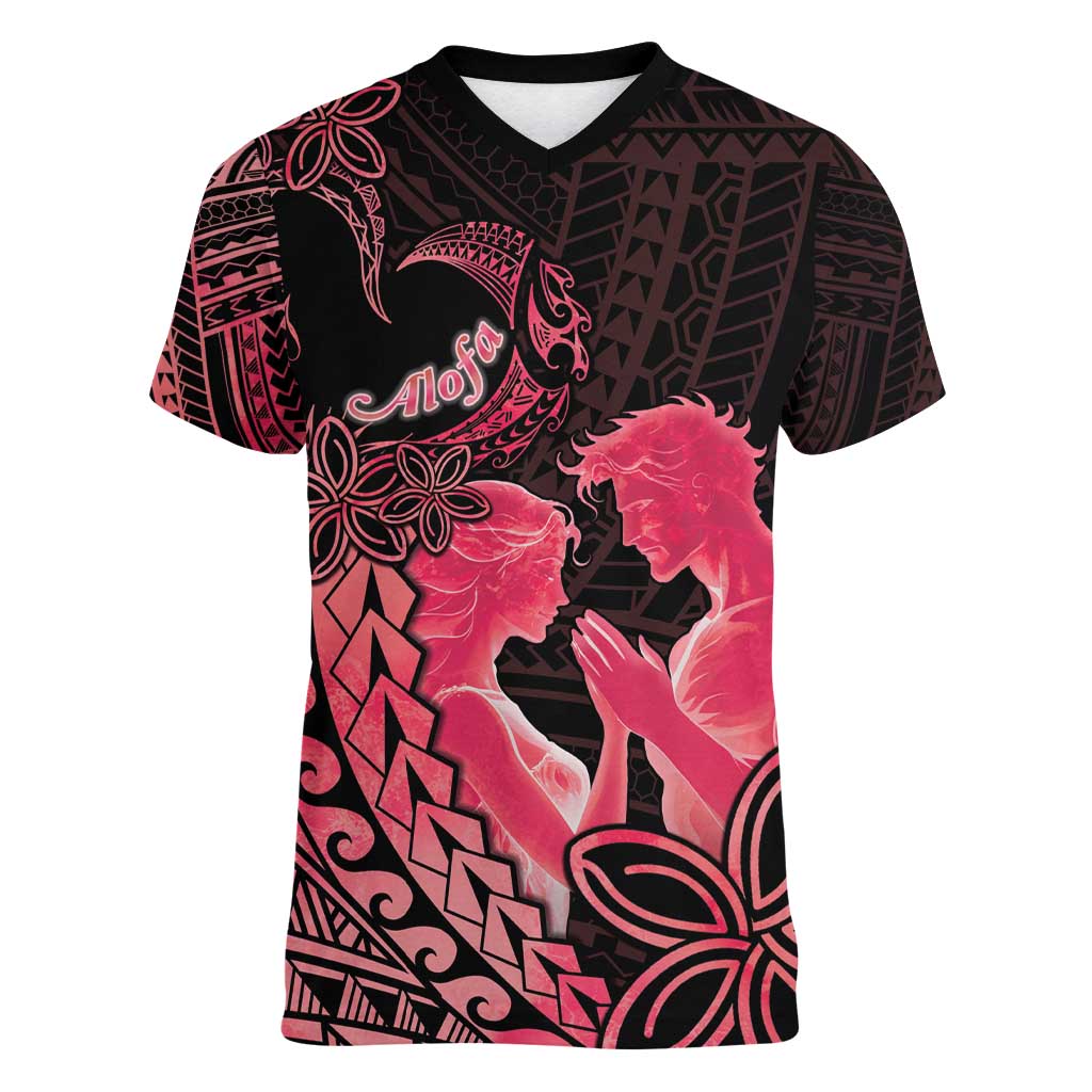 Alofa Samoa Valentine Red Women V-Neck T-Shirt Love Is The Greatest Thing