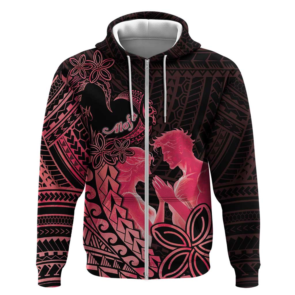 Alofa Samoa Valentine Red Zip Hoodie Love Is The Greatest Thing