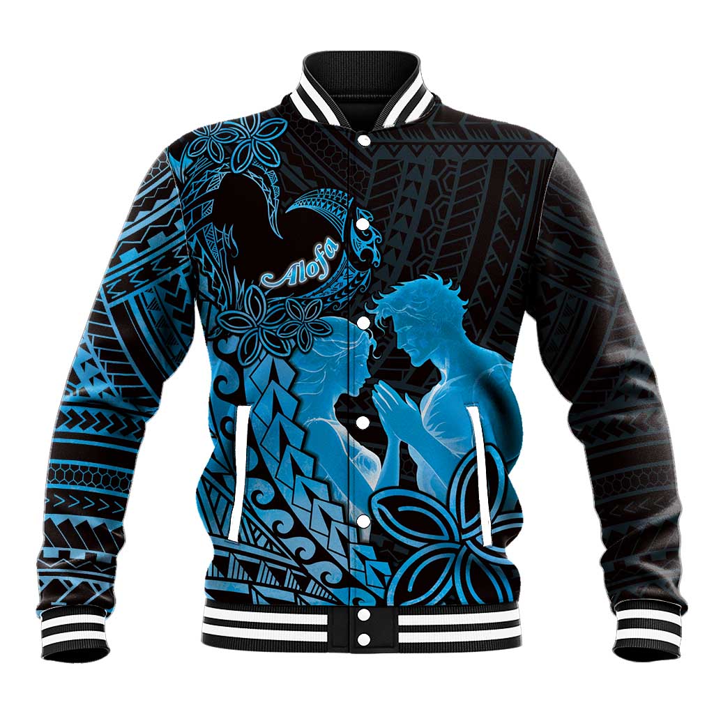 Alofa Samoa Valentine Blue Baseball Jacket Love Is The Greatest Thing