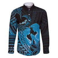 Alofa Samoa Valentine Blue Family Matching Long Sleeve Bodycon Dress and Hawaiian Shirt Love Is The Greatest Thing