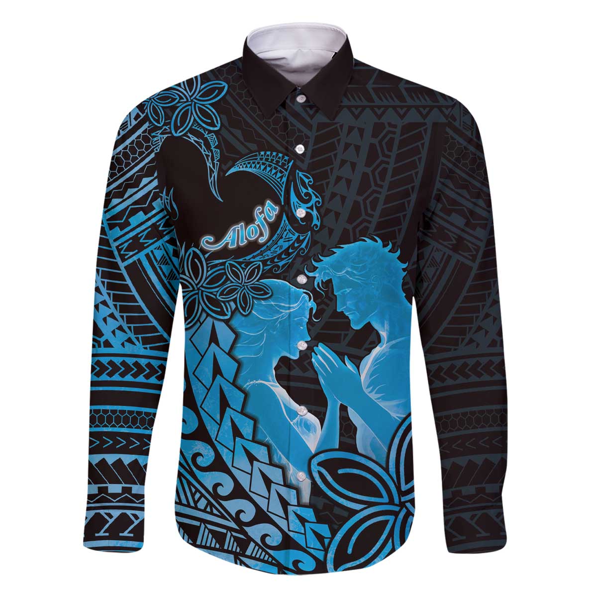 Alofa Samoa Valentine Blue Family Matching Off The Shoulder Long Sleeve Dress and Hawaiian Shirt Love Is The Greatest Thing