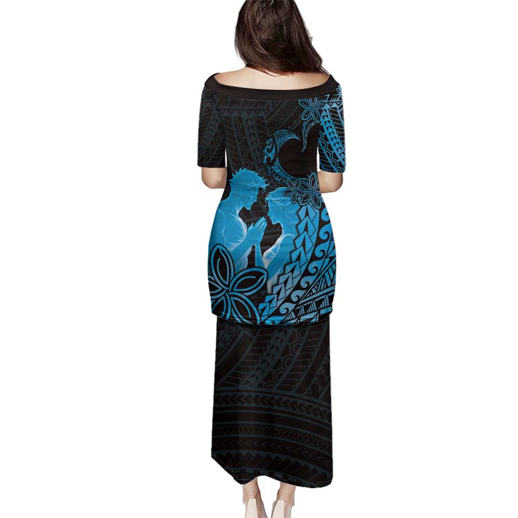 Alofa Samoa Valentine Blue Family Matching Puletasi and Hawaiian Shirt Love Is The Greatest Thing