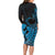 Alofa Samoa Valentine Blue Long Sleeve Bodycon Dress Love Is The Greatest Thing