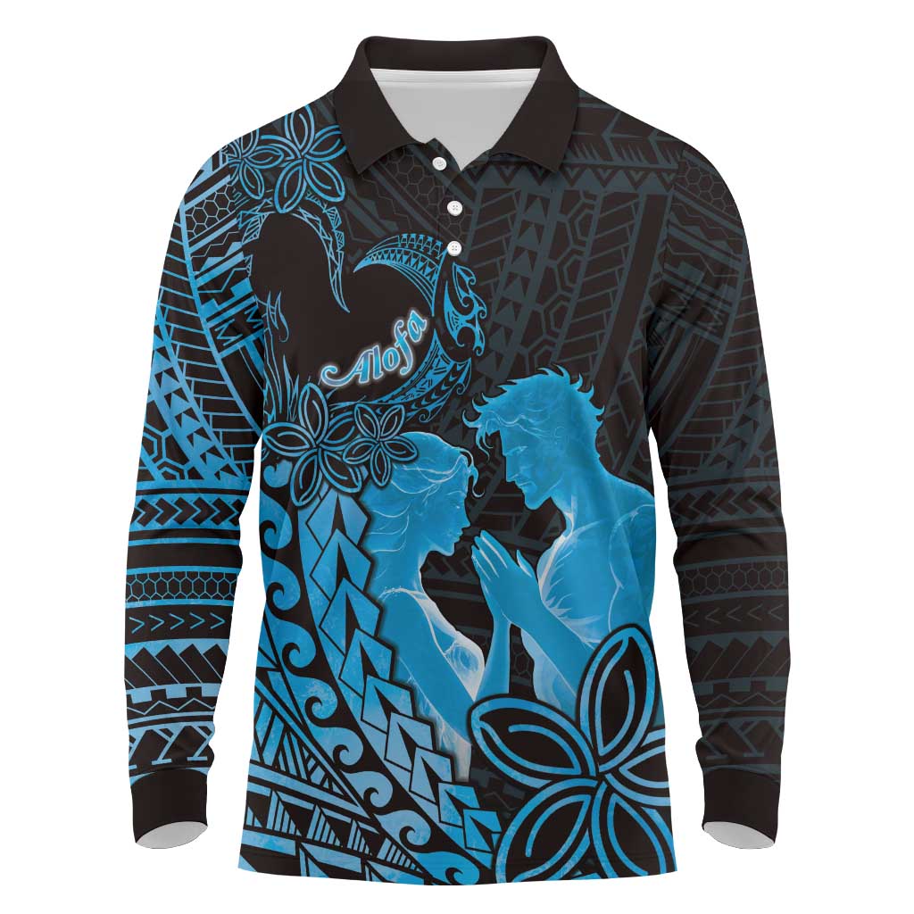 Alofa Samoa Valentine Blue Long Sleeve Polo Shirt Love Is The Greatest Thing