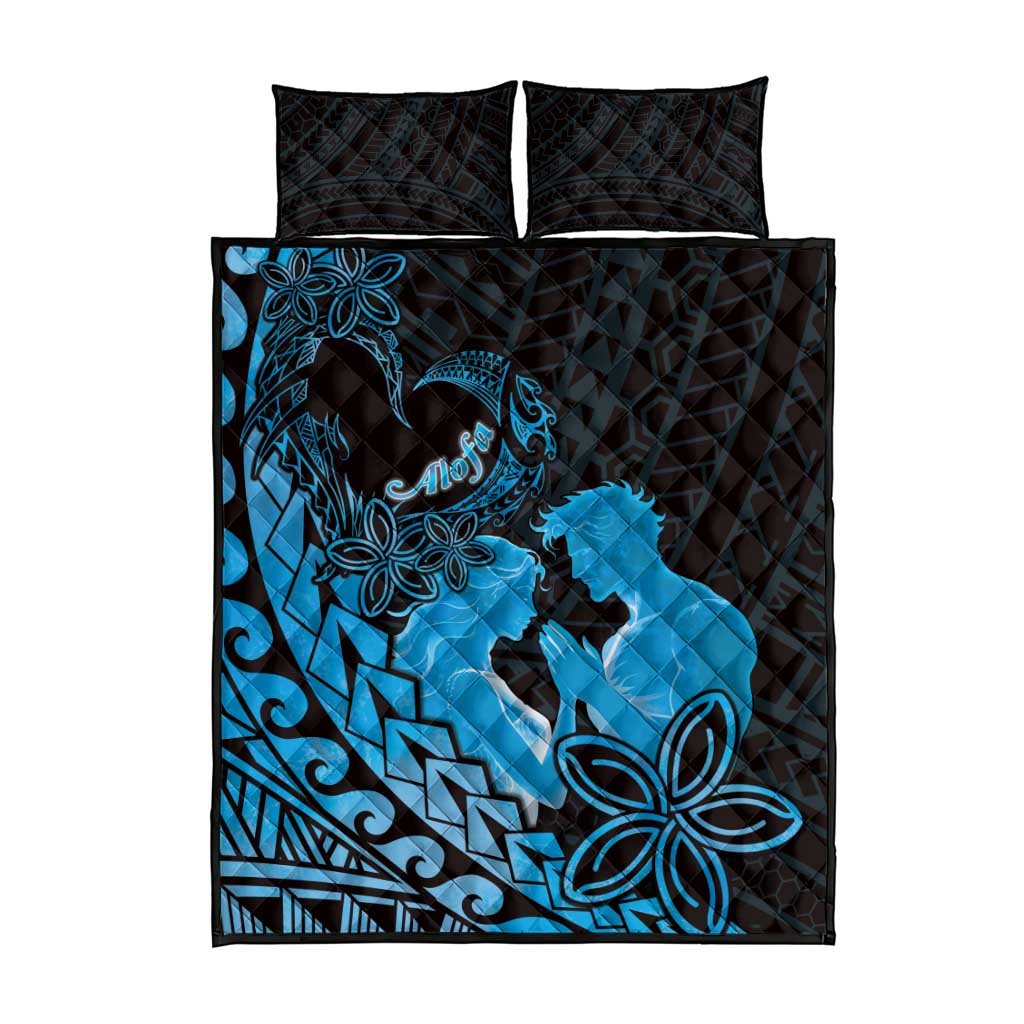 Alofa Samoa Valentine Blue Quilt Bed Set Love Is The Greatest Thing