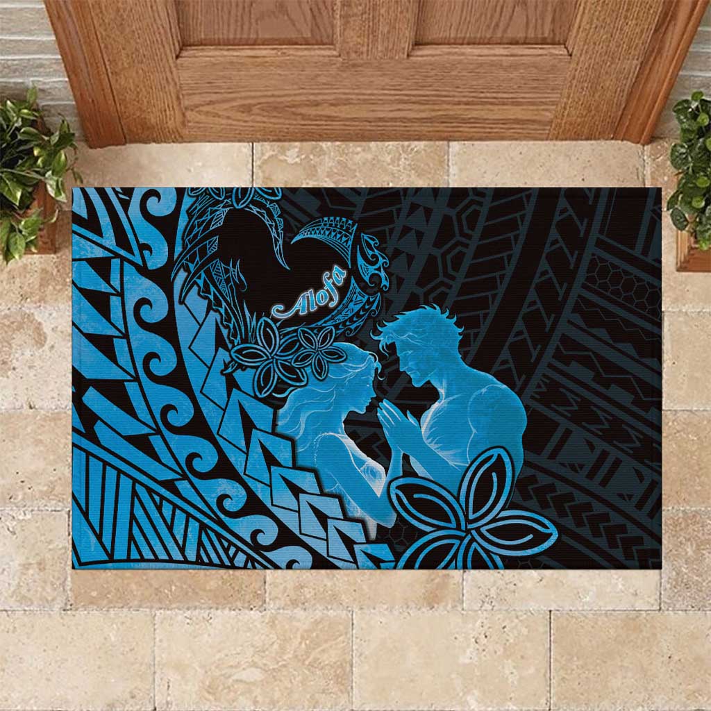 Alofa Samoa Valentine Blue Rubber Doormat Love Is The Greatest Thing