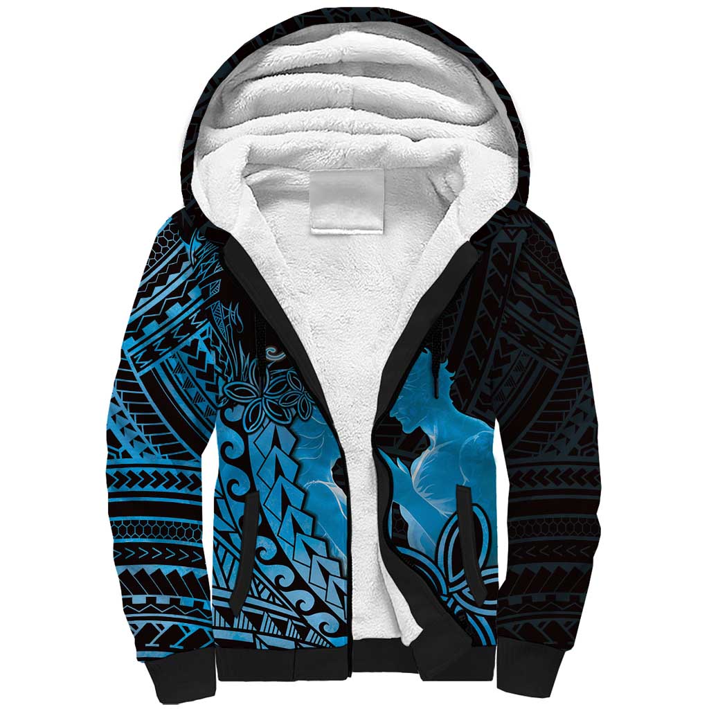 Alofa Samoa Valentine Blue Sherpa Hoodie Love Is The Greatest Thing