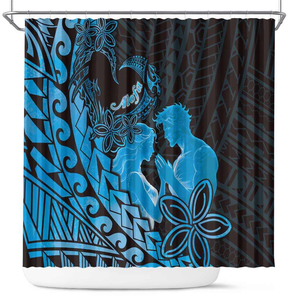 Alofa Samoa Valentine Blue Shower Curtain Love Is The Greatest Thing