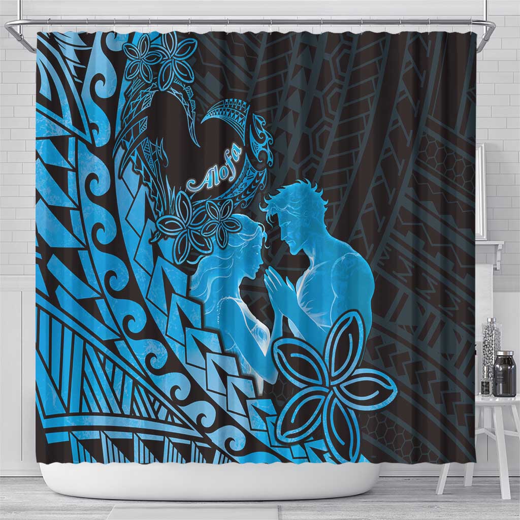 Alofa Samoa Valentine Blue Shower Curtain Love Is The Greatest Thing