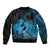 Alofa Samoa Valentine Blue Sleeve Zip Bomber Jacket Love Is The Greatest Thing