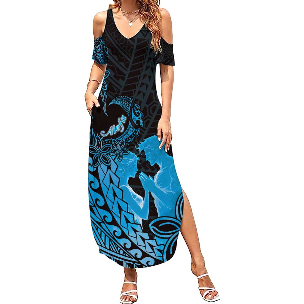 Alofa Samoa Valentine Blue Summer Maxi Dress Love Is The Greatest Thing