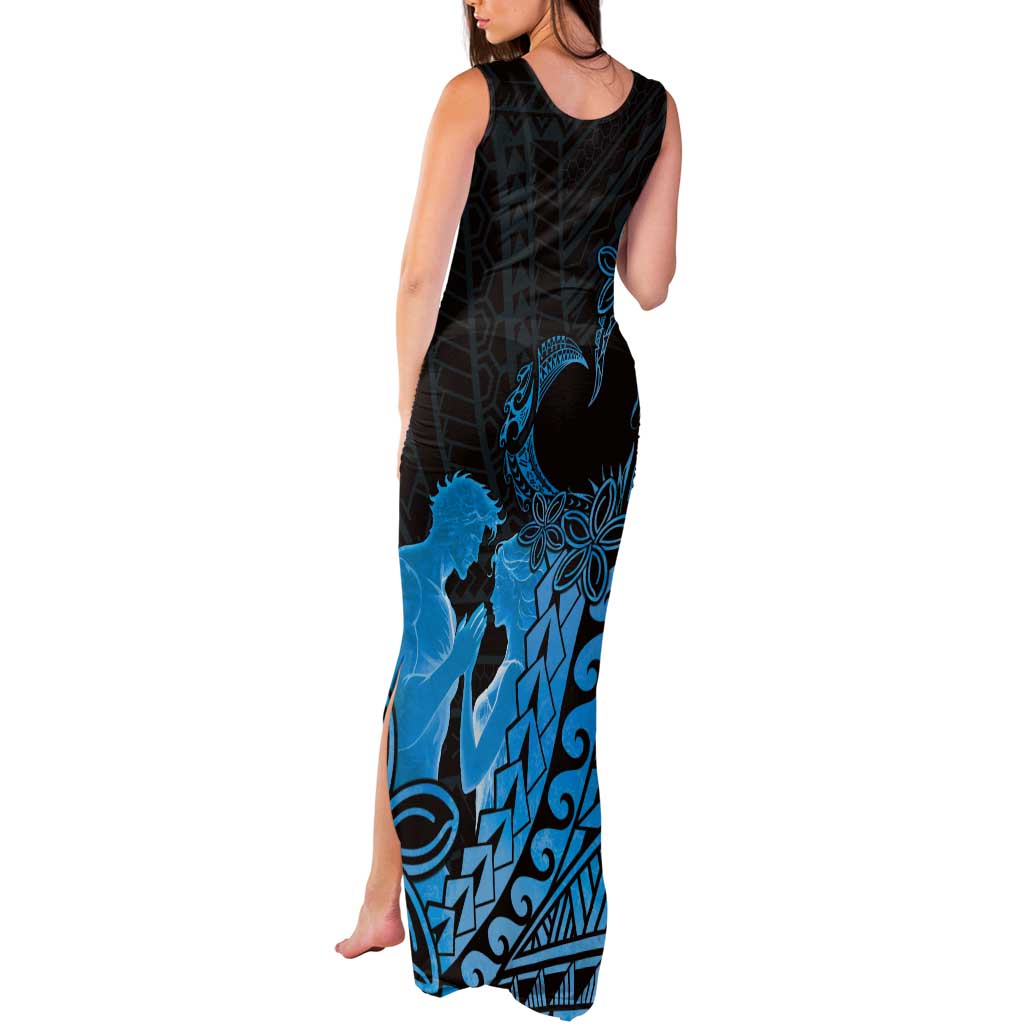Alofa Samoa Valentine Blue Tank Maxi Dress Love Is The Greatest Thing