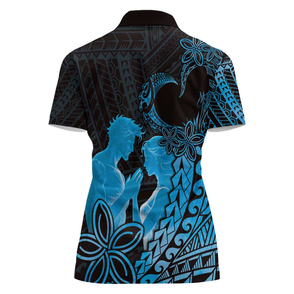 Alofa Samoa Valentine Blue Women Polo Shirt Love Is The Greatest Thing