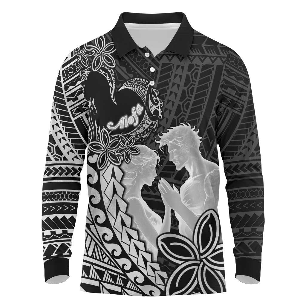 Alofa Samoa Valentine Black Long Sleeve Polo Shirt Love Is The Greatest Thing