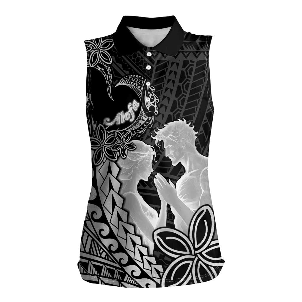 Alofa Samoa Valentine Black Women Sleeveless Polo Shirt Love Is The Greatest Thing