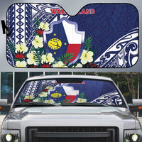Wake Island Auto Sun Shade Tribal Pattern With Hibiscus Flowers