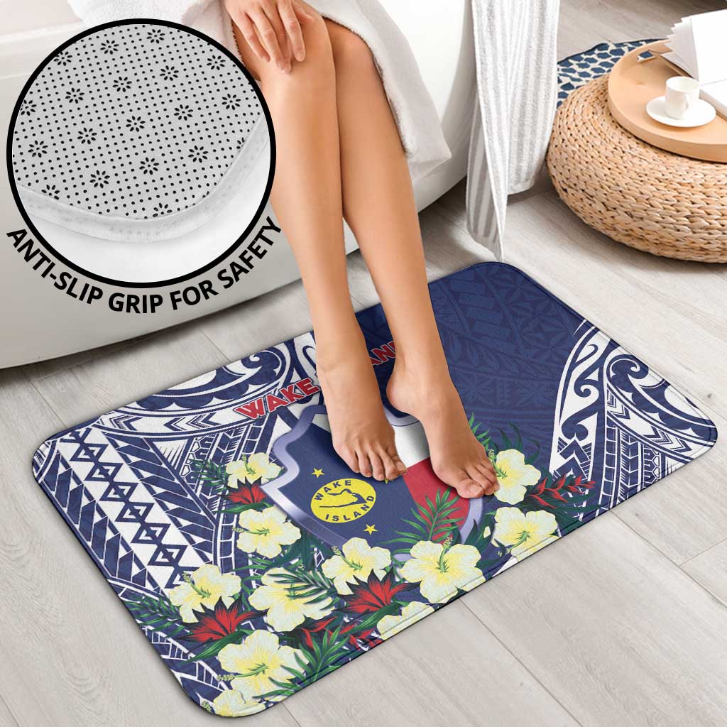 Wake Island Bathroom Set Tribal Pattern With Hibiscus Flowers LT05 - Polynesian Pride