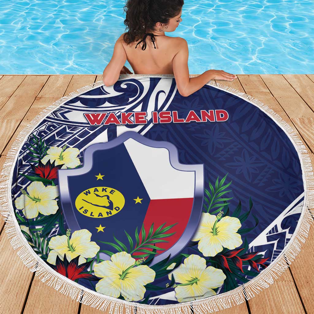 Wake Island Beach Blanket Tribal Pattern With Hibiscus Flowers LT05 - Polynesian Pride
