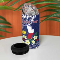 Personalised Wake Island 4 in 1 Can Cooler Tumbler Tribal Pattern With Hibiscus Flowers LT05 - Polynesian Pride