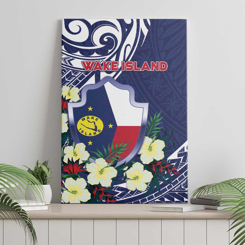 Wake Island Canvas Wall Art Tribal Pattern With Hibiscus Flowers LT05 - Polynesian Pride