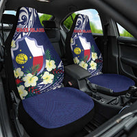 Wake Island Car Seat Cover Tribal Pattern With Hibiscus Flowers LT05 One Size Blue - Polynesian Pride
