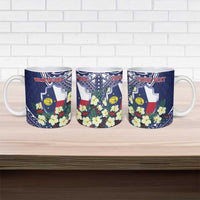 Personalised Wake Island Ceramic Mug Tribal Pattern With Hibiscus Flowers