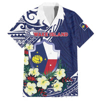 Personalised Wake Island Family Matching Off The Shoulder Long Sleeve Dress and Hawaiian Shirt Tribal Pattern With Hibiscus Flowers