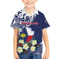 Personalised Wake Island Family Matching Summer Maxi Dress and Hawaiian Shirt Tribal Pattern With Hibiscus Flowers