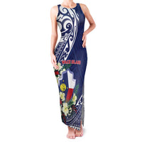 Personalised Wake Island Family Matching Tank Maxi Dress and Hawaiian Shirt Tribal Pattern With Hibiscus Flowers