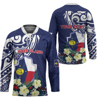 Personalised Wake Island Hockey Jersey Tribal Pattern With Hibiscus Flowers LT05 - Polynesian Pride