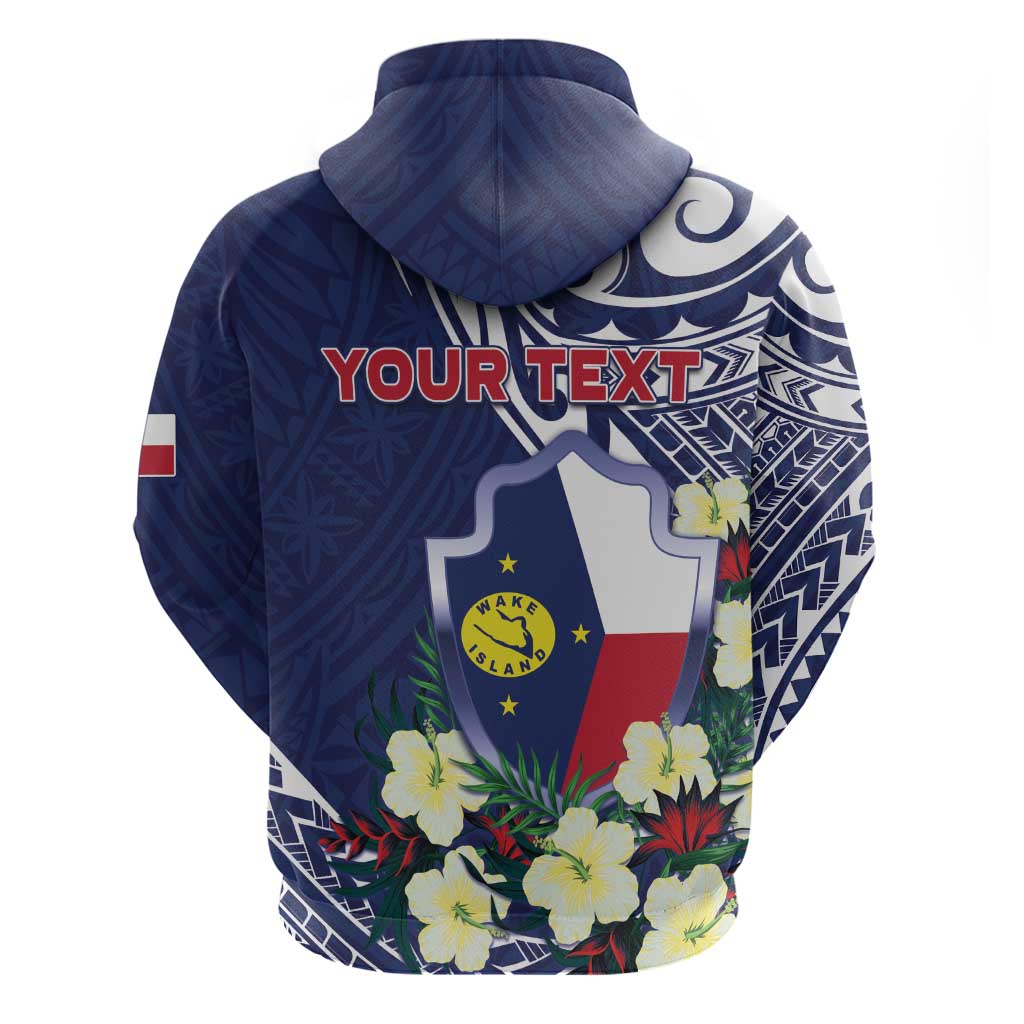 Personalised Wake Island Hoodie Tribal Pattern With Hibiscus Flowers LT05 - Polynesian Pride