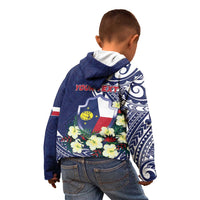 Personalised Wake Island Kid Hoodie Tribal Pattern With Hibiscus Flowers LT05 - Polynesian Pride