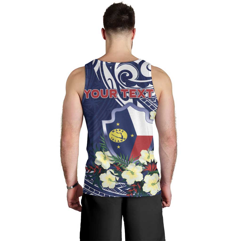Personalised Wake Island Men Tank Top Tribal Pattern With Hibiscus Flowers LT05 - Polynesian Pride