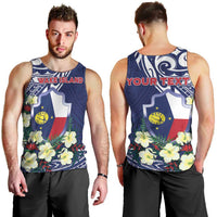 Personalised Wake Island Men Tank Top Tribal Pattern With Hibiscus Flowers LT05 - Polynesian Pride